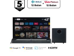 Smart TV Polytron 43 Inci 4K dengan Google TV dan Soundbar Sinematik