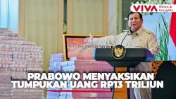 Momen Prabowo Berpidato di Depan Tumpukan Uang Rp 11,4 Triliun