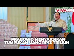Momen Prabowo Berpidato di Depan Tumpukan Uang Rp 11,4 Triliun